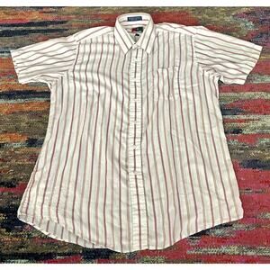 Vintage 80's Requirements Striped Button Down Shirt Short Sleeve Men's 16.5